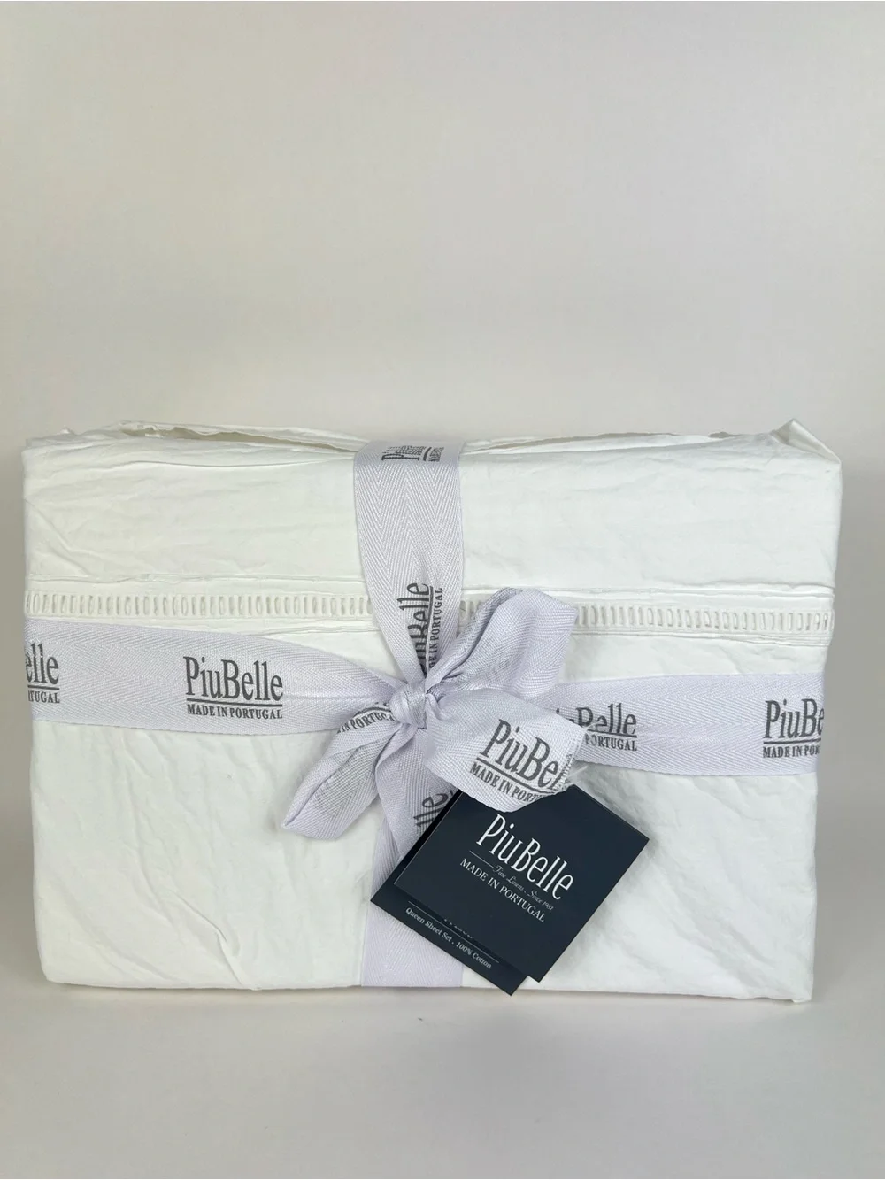 PiuBelle White Queen Sheet Set Fine Linens Soft 100% Cotton Portugal 4 Pc NEW